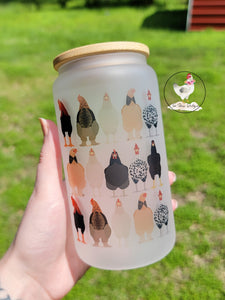 Chickens Frosted Glass Cup