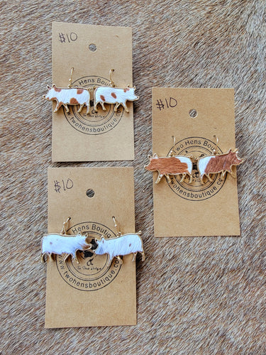 Cow & Pig Hide Earrings