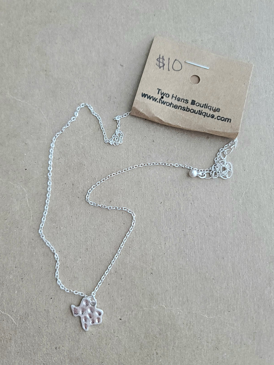Silver Stamped Texas Necklace