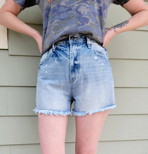 Paint Splatter High Rise KanCan Shorts