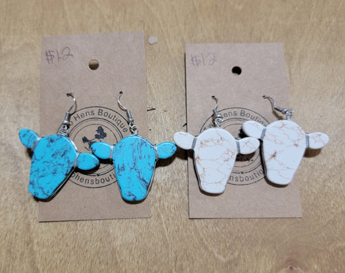 Stone Cow Head Earrings