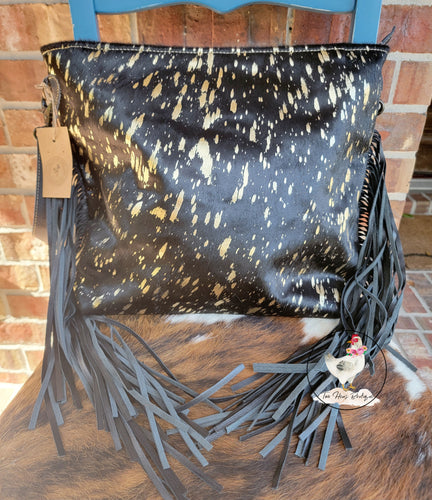 Gold Acid Wash Cowhide Bag