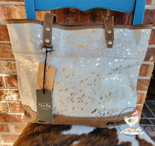 Gold Acid Wash Cowhide Bag